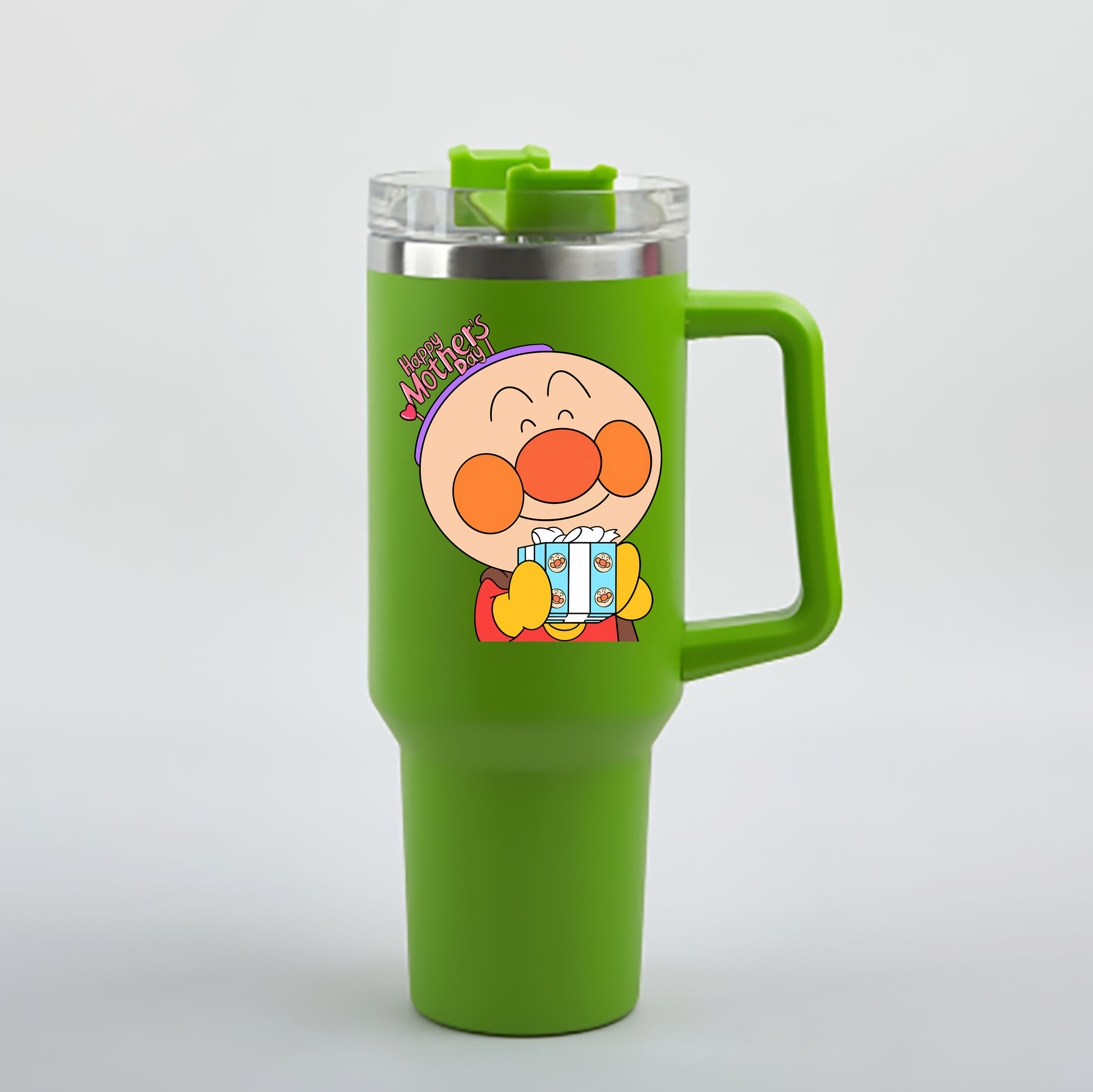 （画像用） アンパンマン Anpanman 1200mL車用タンブラー - クリスタルステッカー（プラスチックストロー付き）
